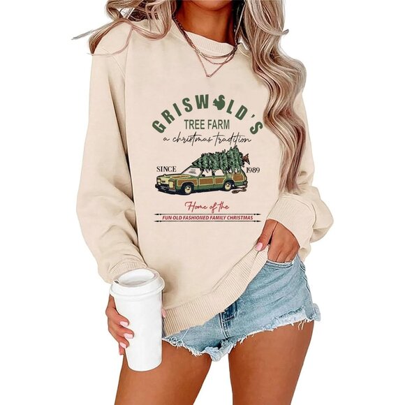 Women Snowman Wine Cheers Sweatshirt Christmas Graphic Long Sleeve Holiday Top - Picture 3 of 4